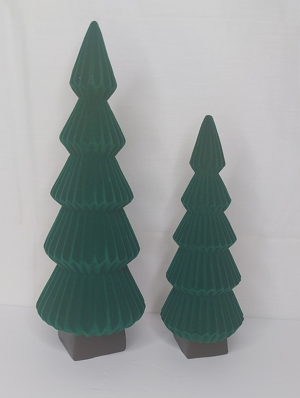 Set Of 2 Green Felt Trees 9" & 12" New